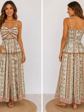 Dress Forum Los Angeles Smocked Midi Dress | Size Medium | Boho Cottagecore